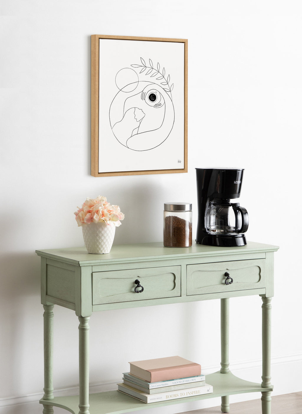 Sylvie Morning Coffee Hug Framed Canvas by Maggie Stephenson