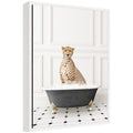 Sylvie Cheetah in Classic Black and White Bathtub Framed Canvas by Amy Peterson