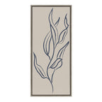 Sylvie Muted Illustrated Botanical Dark Blue and Tan Framed Canvas by The Creative Bunch Studio