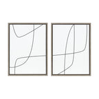 Sylvie Modern Line Abstract 3 and 4 Black and White Framed Canvas by The Creative Bunch Studio