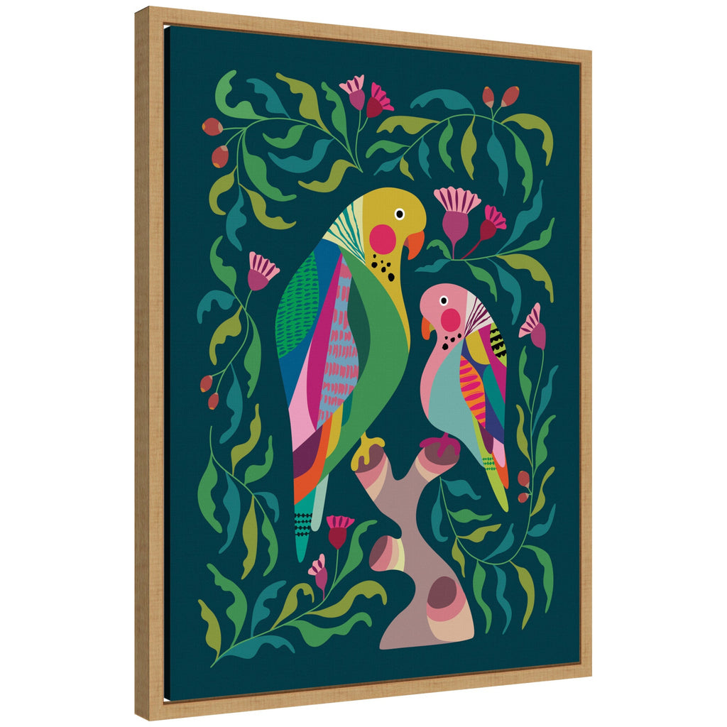 Budgies by Rachel Lee Framed Canvas Wall Art Print