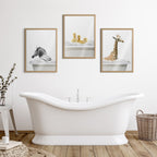 Blake Bathroom Bubble Bath Giraffe Framed Printed Glass by The Creative Bunch Studio