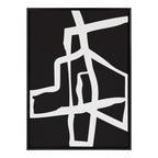 Sylvie Bold Sophisticated Abstract White Stroke Framed Canvas by The Creative Bunch Studio