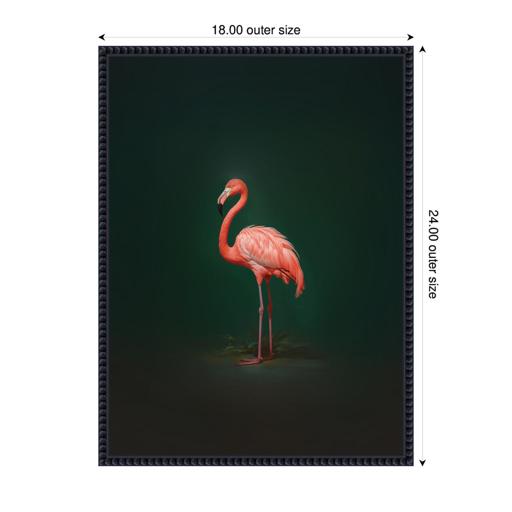 Flamingo Side View Rich Green Backdrop by The Creative Bunch Studio Framed Canvas Wall Art Print