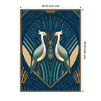 Sylvie Art Deco Herons Blue Framed Canvas by Carey Copeland