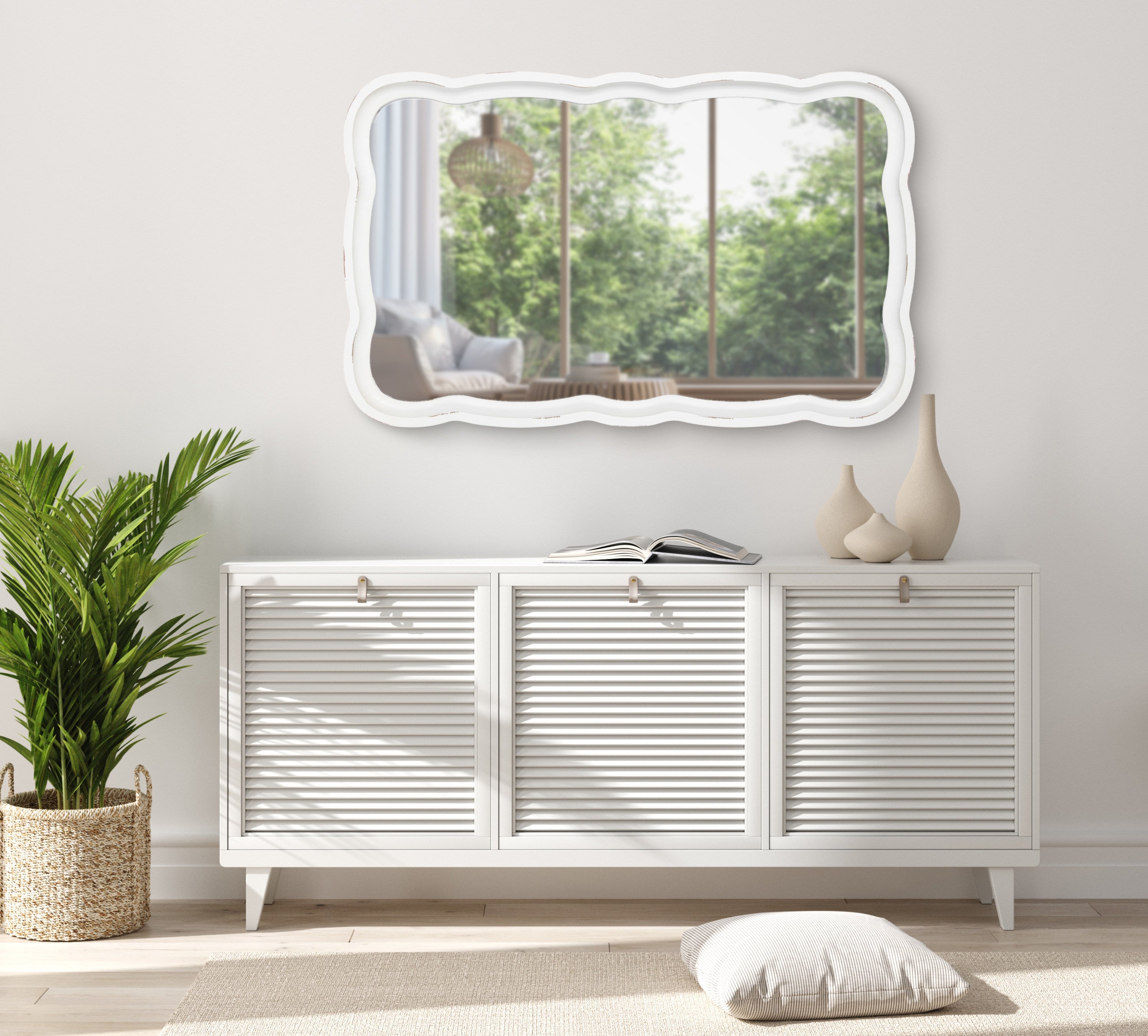 Hatherleigh Scallop Wood Wall Mirror