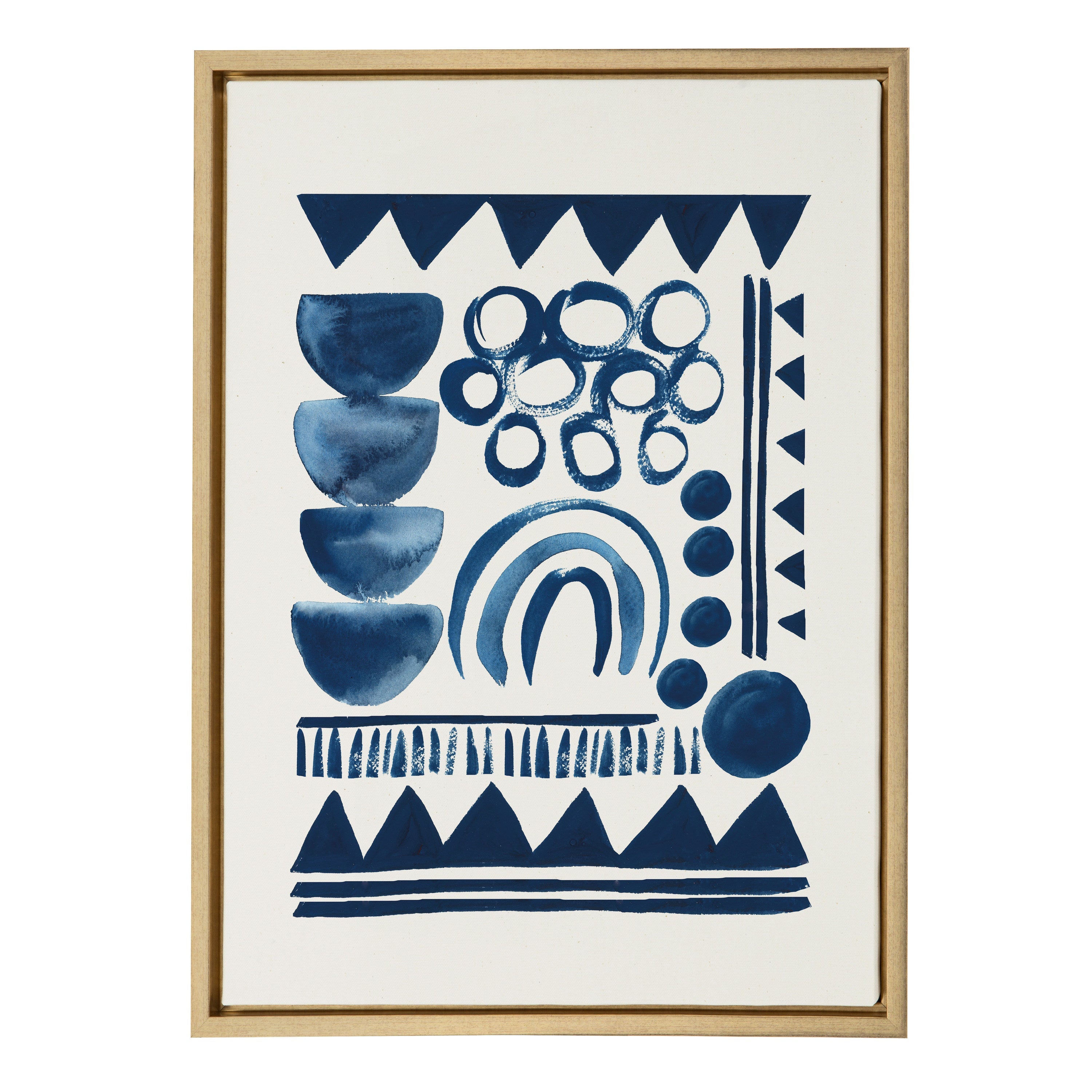 Sylvie 858 Indigo Abstract Framed Canvas by Teju Reval