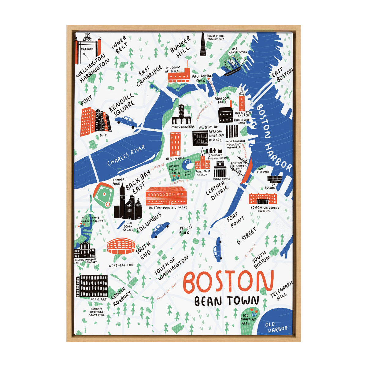 Sylvie Boston Illustration Framed Canvas by Stacie Bloomfield
