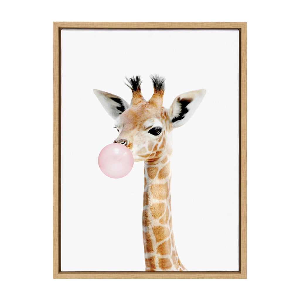 Sylvie Bubble Gum Giraffe Framed Canvas by Amy Peterson Art Studio
