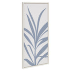 Sylvie Mid Century Retro Jungle Botanical Light Blue Framed Canvas by The Creative Bunch Studio