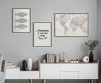 Sylvie Vintage World Map Framed Canvas by The Creative Bunch Studio