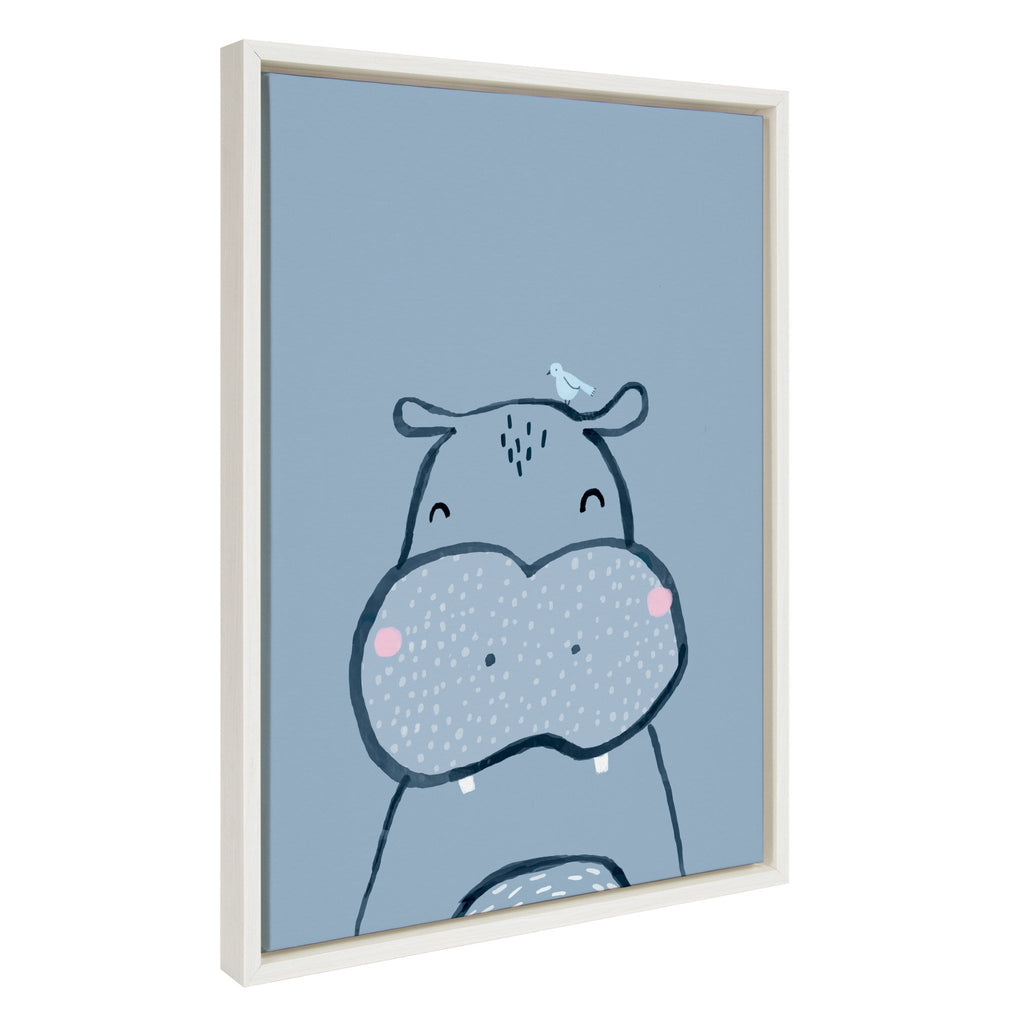 Sylvie Inky Hippo Framed Canvas by Lauradidthis