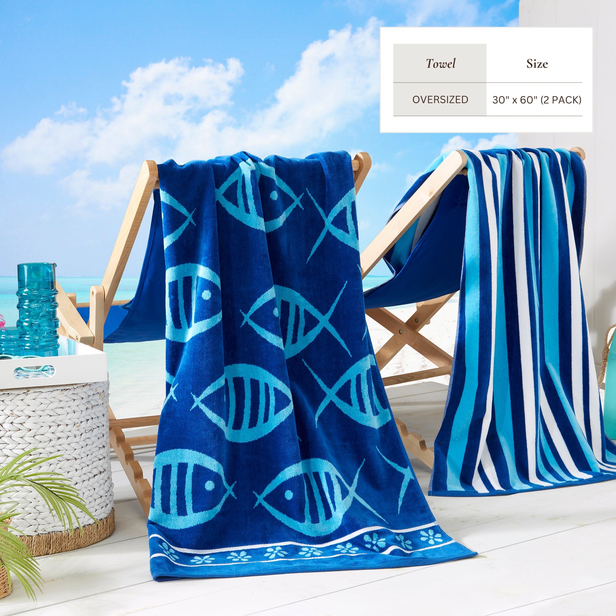 Cotton Velour Beach Towel - Maui Collection