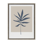 Sylvie Muted Tan and Blue Colorblock Botanical Leaf Framed Canvas by The Creative Bunch Studio