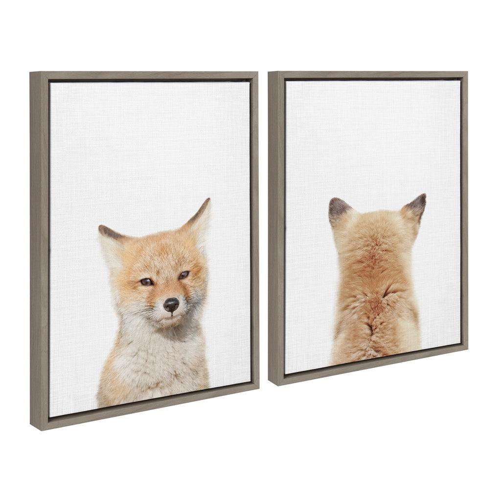 Sylvie Baby Fox Front and  Back Framed Canvas by Amy Peterson Art Studio