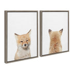 Sylvie Baby Fox Front and  Back Framed Canvas by Amy Peterson Art Studio