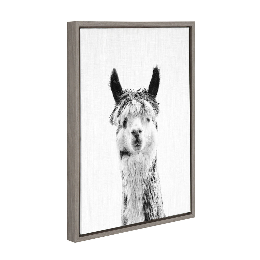 Sylvie Llama Framed Canvas by Simon Te Tai