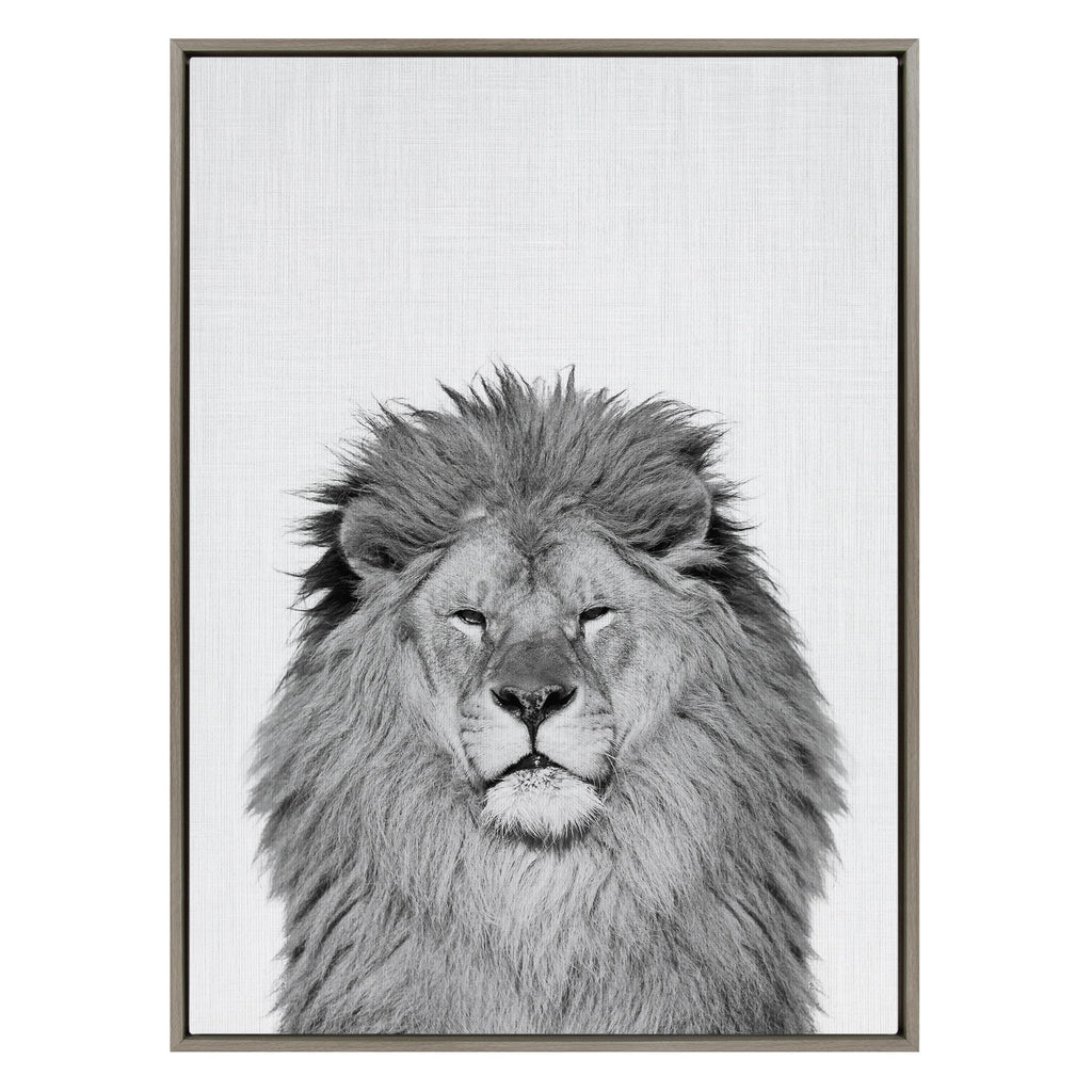 Sylvie Lion Framed Canvas by Simon Te Tai