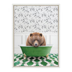 Sylvie Big Bear In Eclectic Green Bath Framed Canvas by Amy Peterson Art Studio
