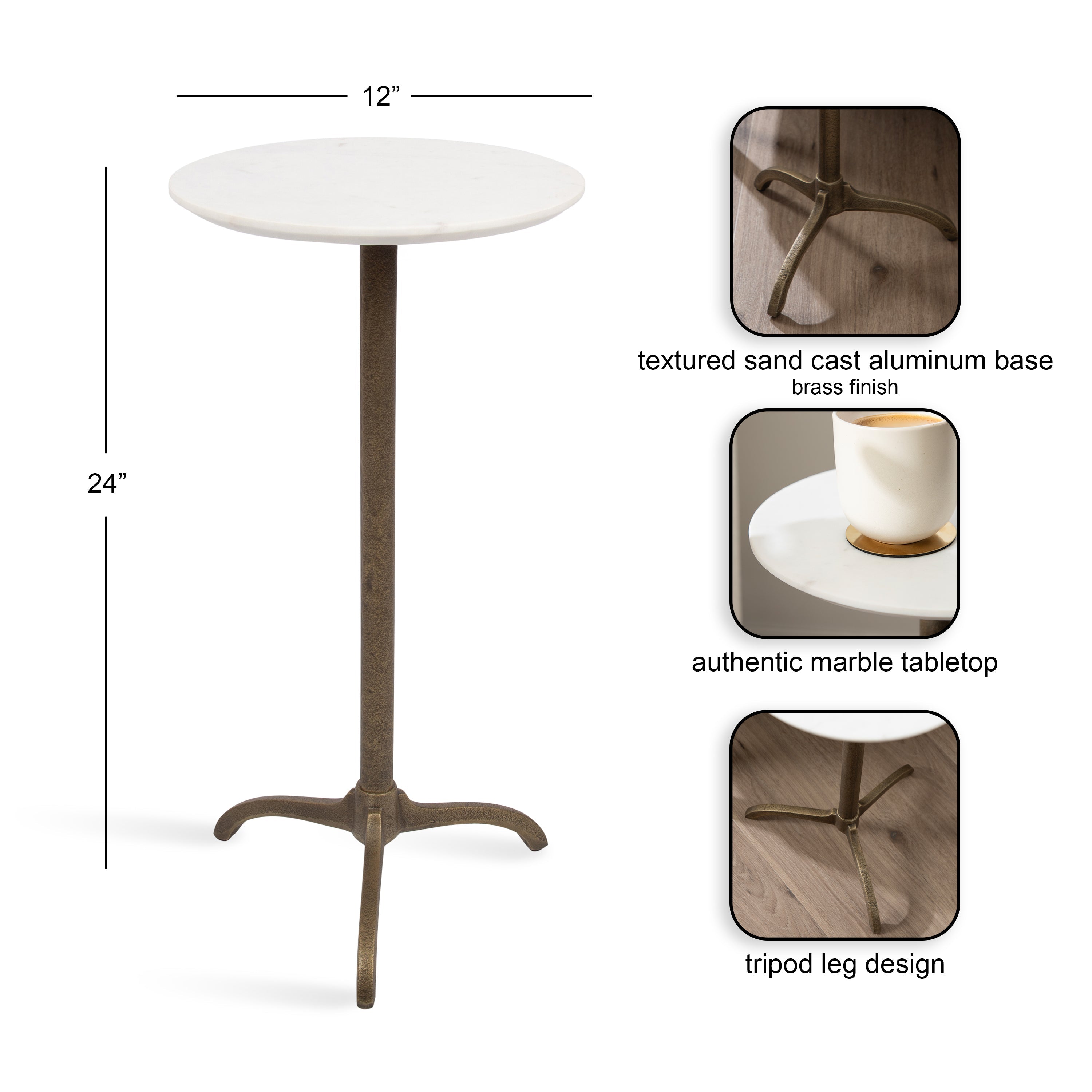 Henshall Marble and Metal Round Side Table