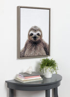 Sylvie Sloth Color Framed Canvas by Simon Te of Tai Prints