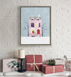 Sylvie Christmas Pink House Framed Canvas by Maja Tomljanovic