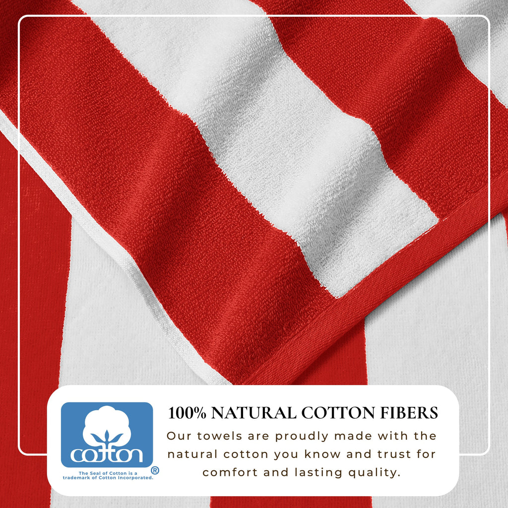 Cotton Velour Cabana Stripe Beach Towel - Novia Collection