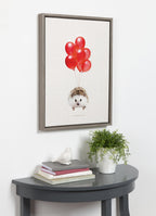 Sylvie Hedgehog Balloons Framed Canvas By Amy Peterson
