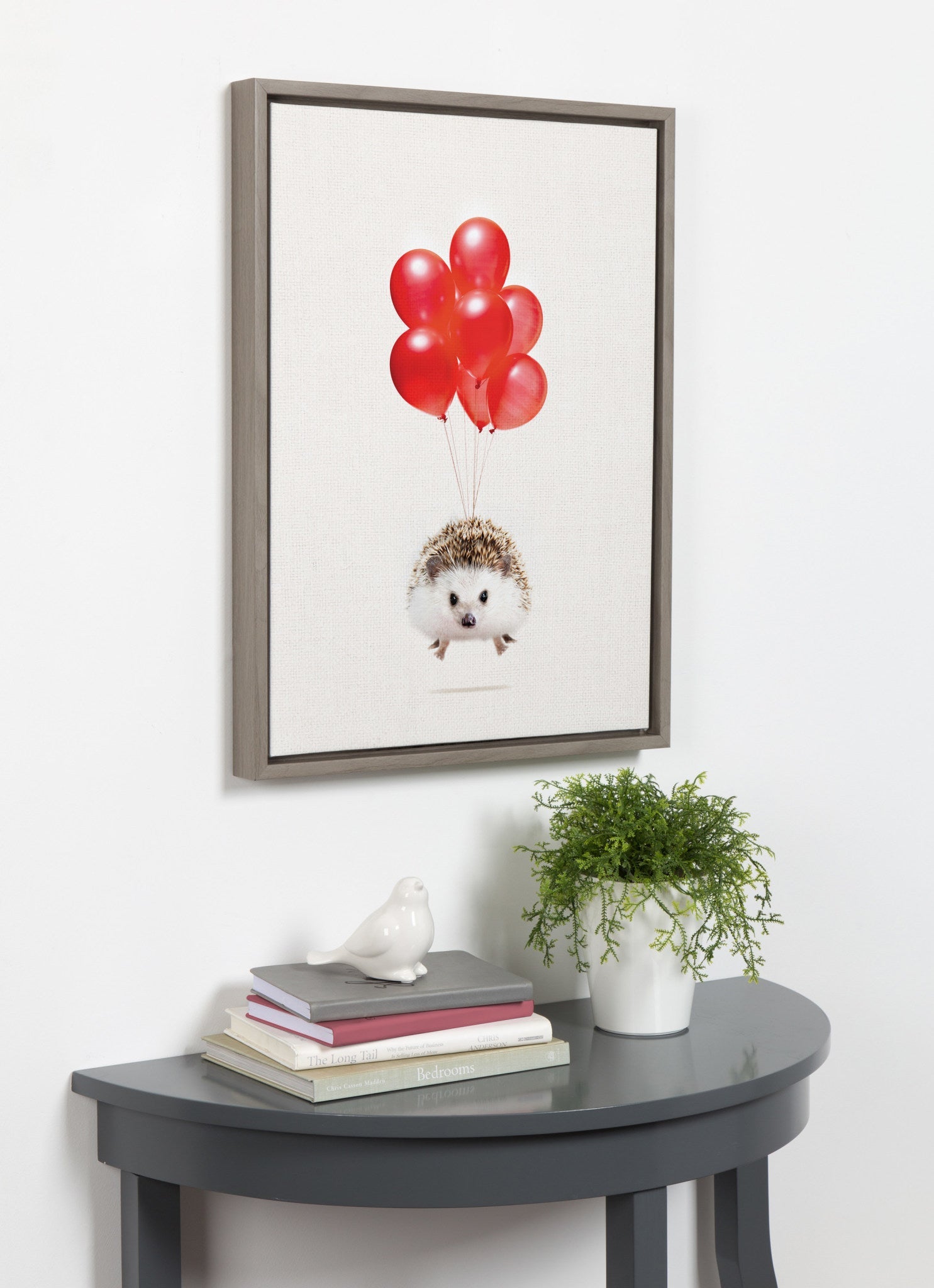 Sylvie Hedgehog Balloons Framed Canvas By Amy Peterson