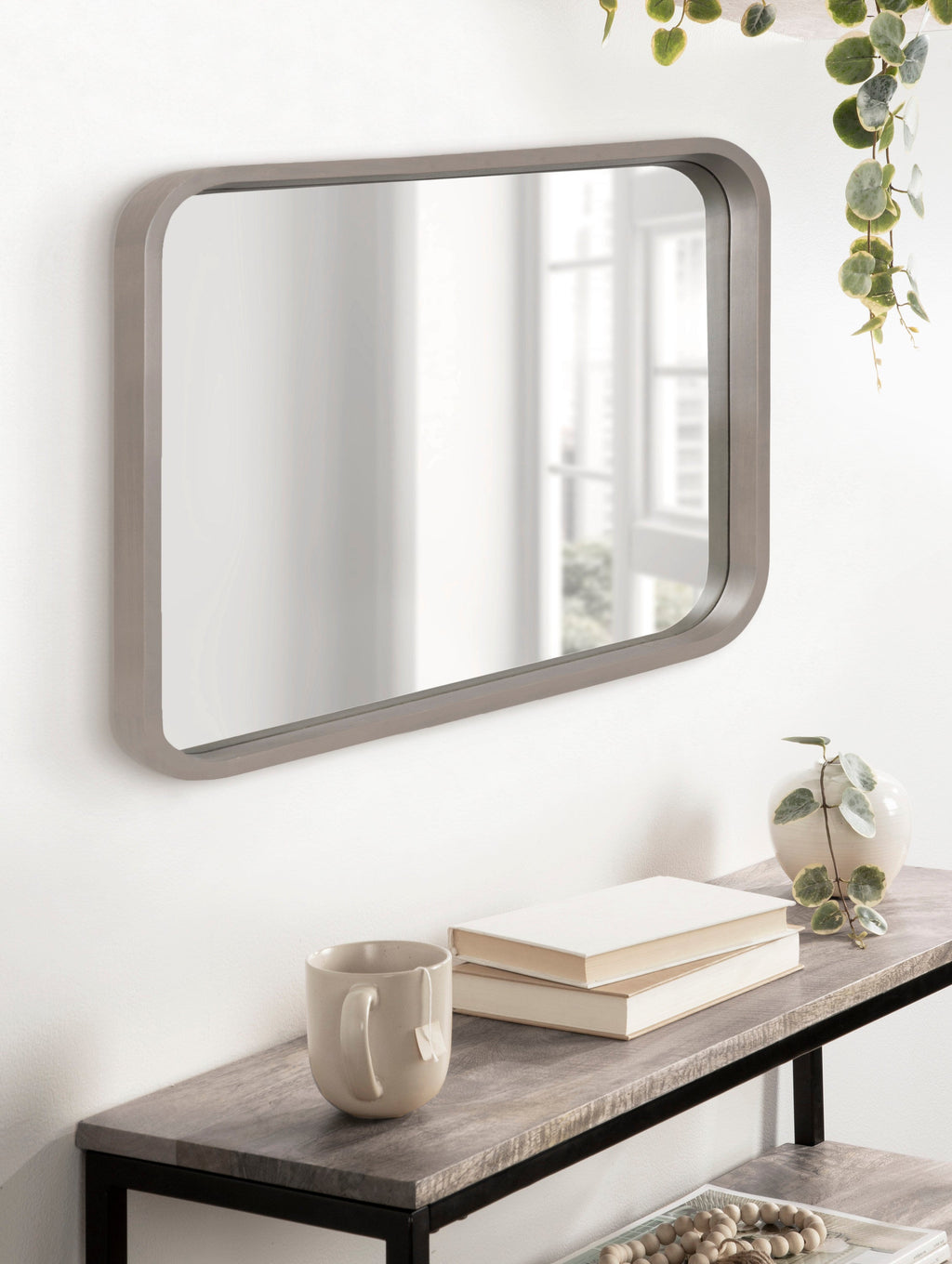 Hutton Wood Framed Radius Rectangle Mirror