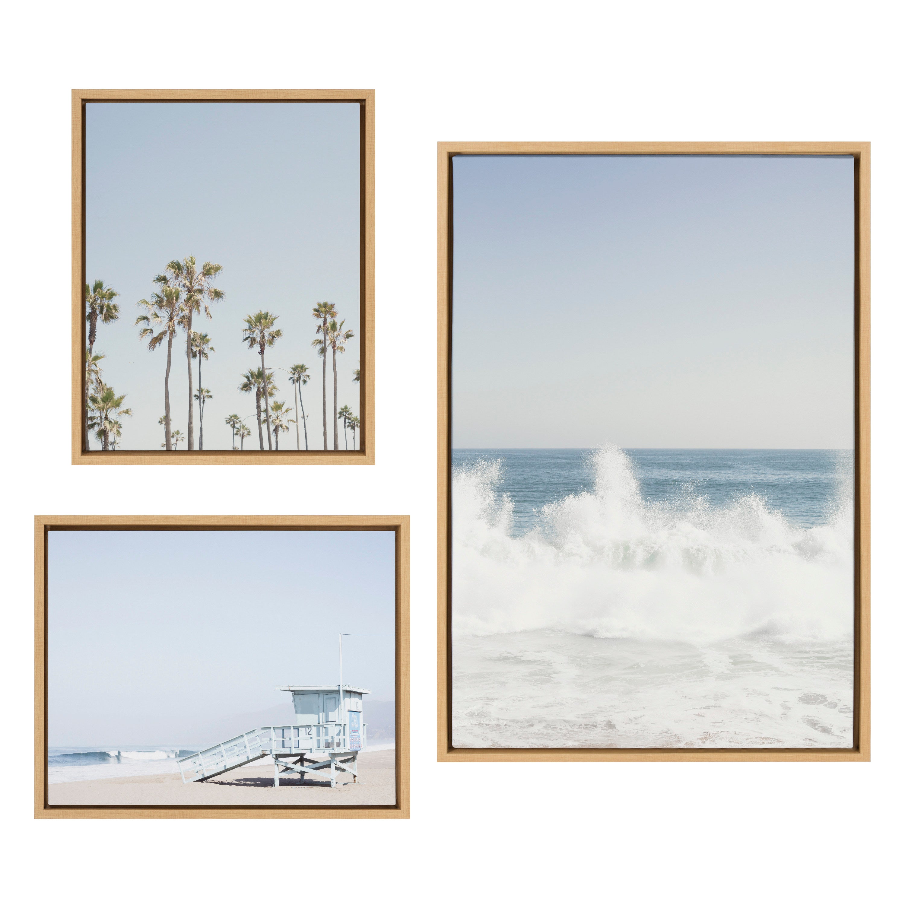 Sylvie Waves Crashing Framed Canvas Set by Caroline Mint