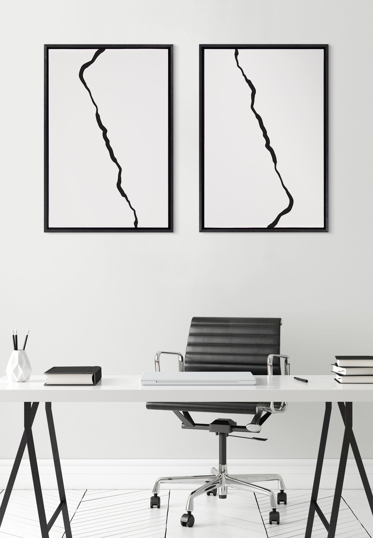 Sylvie Elevated Abstract Minimalist Mountain Landscape Framed Canvas by The Creative Bunch Studio