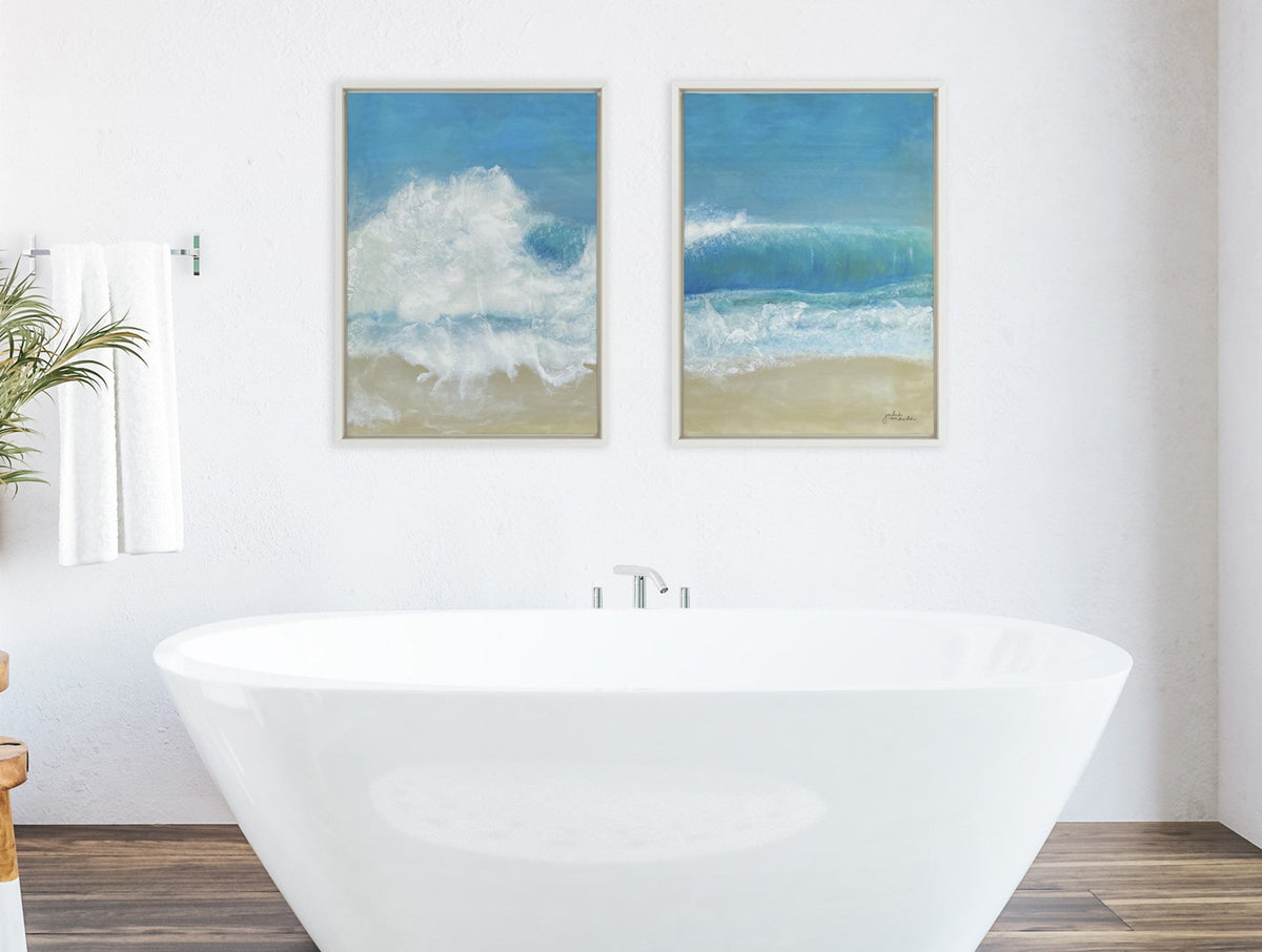 Sylvie Beach Day Left and Right Framed Canvas by Julie Maida
