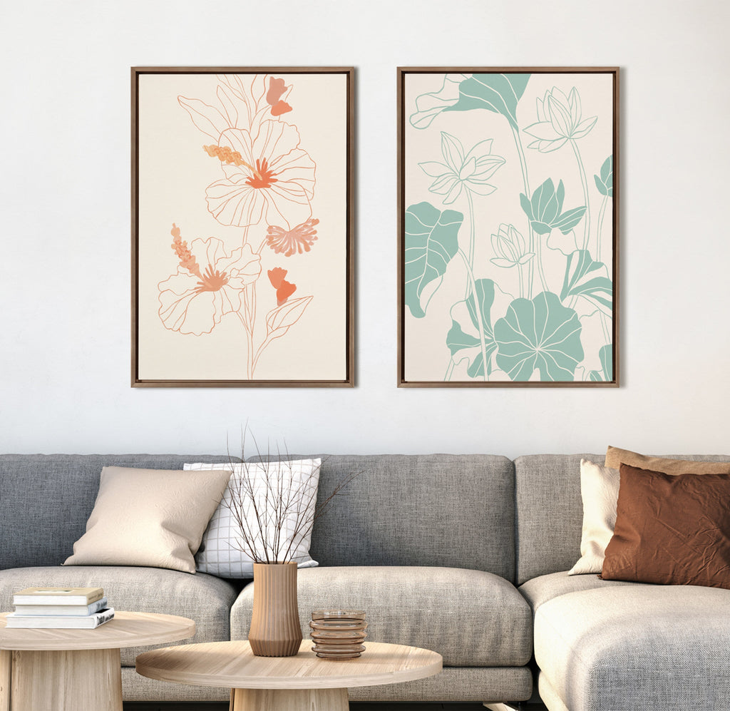 Sylvie Lotus Garden Framed Canvas by Kasey Free