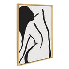 Sylvie Timeless Feminine Figural Drawing 2 Black and White Framed Canvas by The Creative Bunch Studio