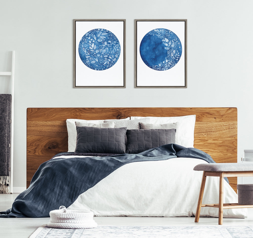 Sylvie Waxing Flower Moon Framed Canvas by Ingrid Sanchez of CreativeIngrid