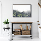 Sylvie Lush Green Forest On A Foggy Day Framed Canvas by The Creative Bunch Studio