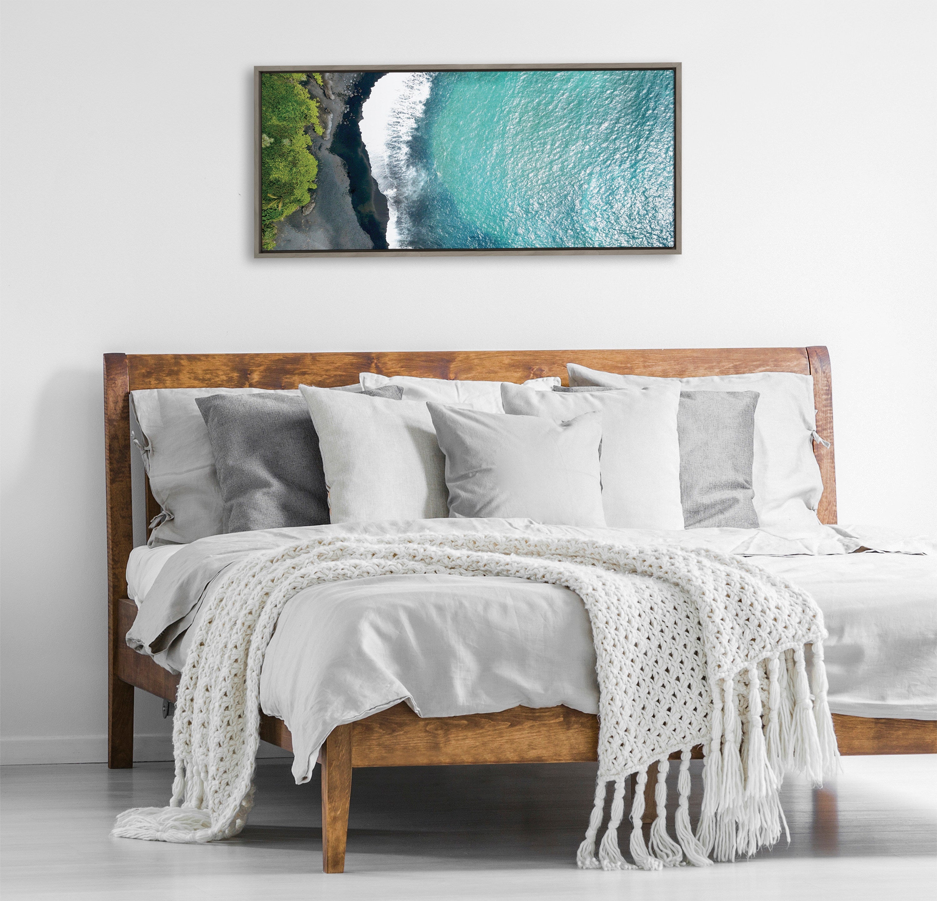 Sylvie Maui Black Sand Beach 1 Framed Canvas by Rachel Bolgov