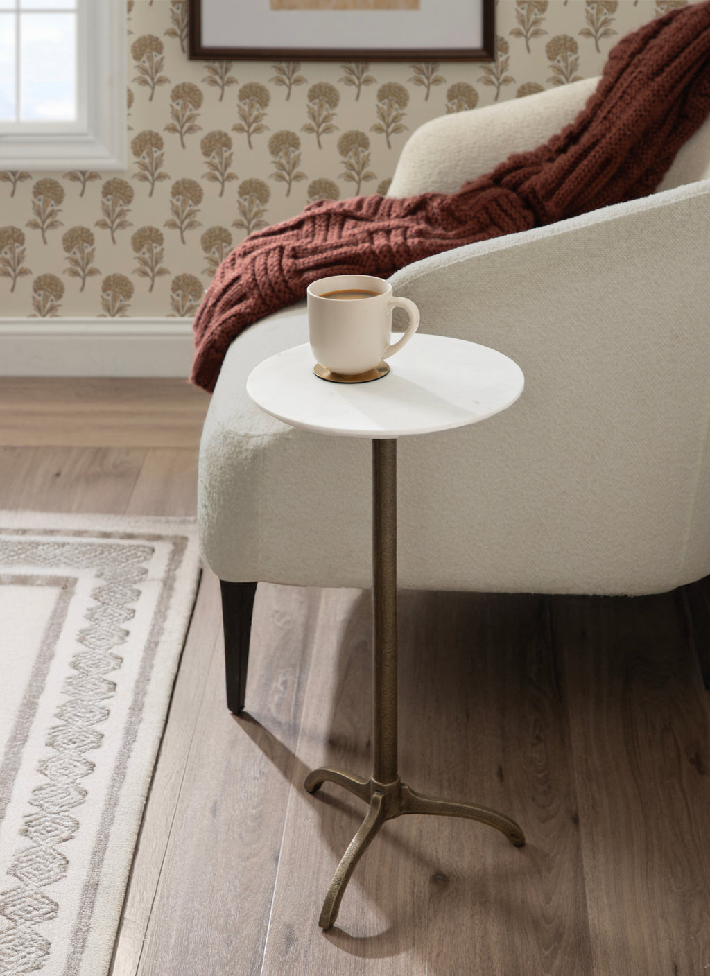Henshall Marble and Metal Round Side Table