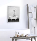Sylvie Giraffe 2 in the Tub Framed Canvas by Amy Peterson Art Studio