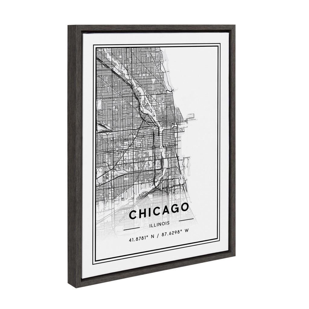 Sylvie Chicago Modern Map Framed Canvas by Jake Goossen