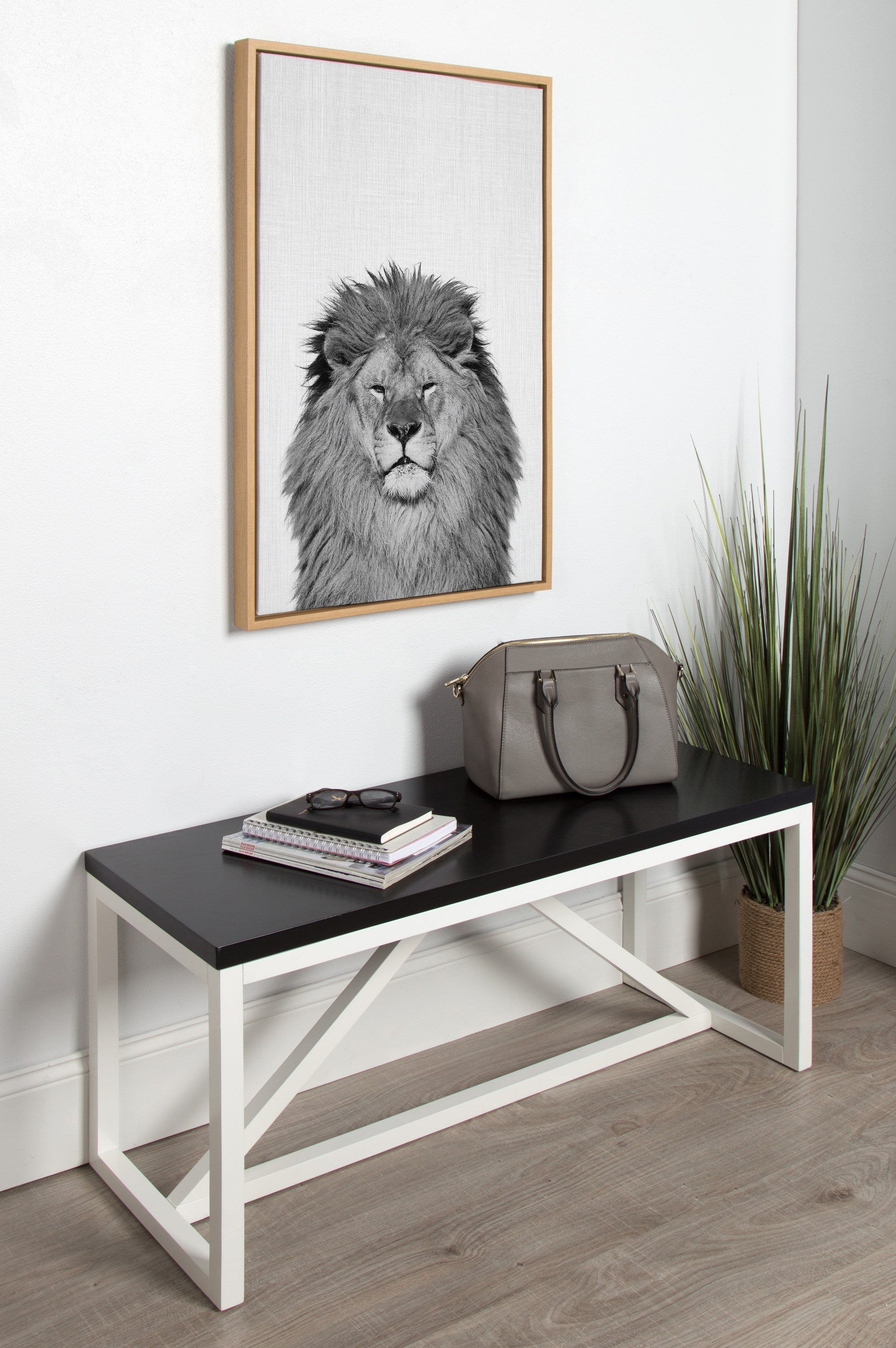 Sylvie Lion Framed Canvas by Simon Te Tai