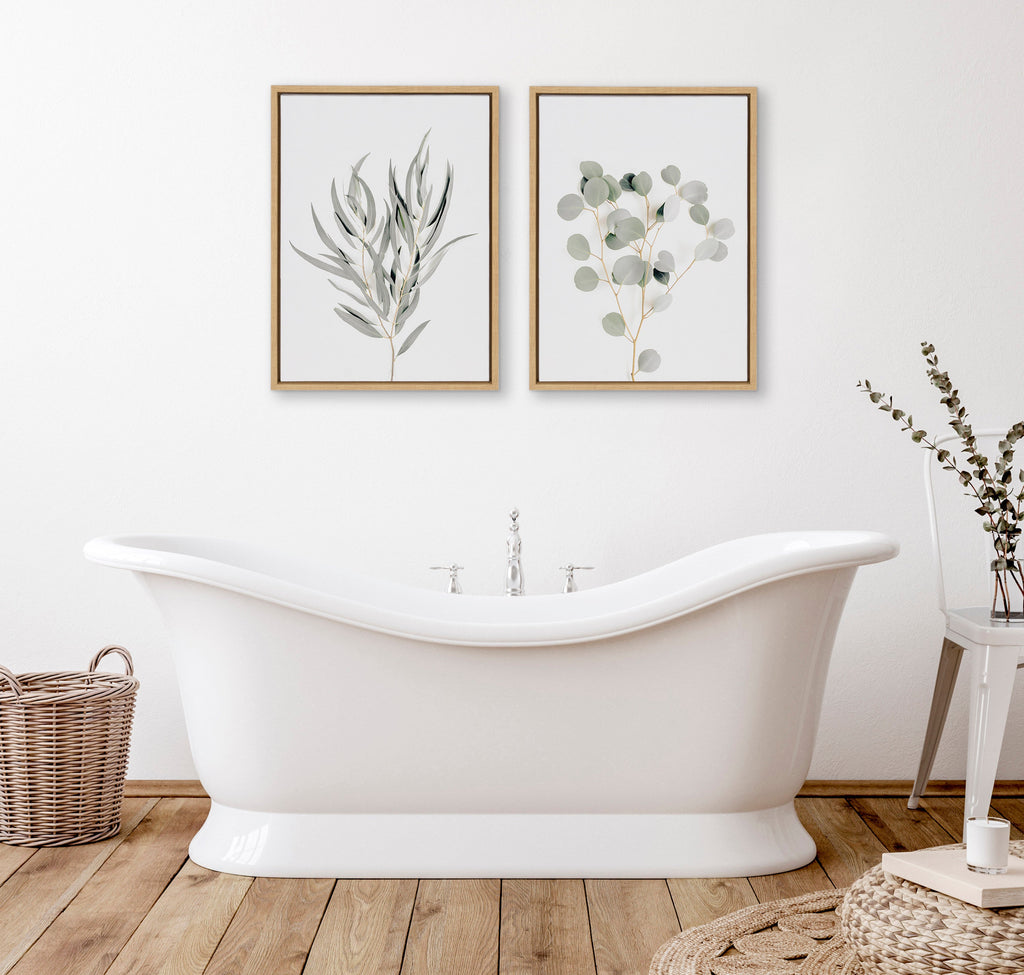 Sylvie Neutral Botanical 1 and 2 Framed Canvas Set by The Creative Bunch Studio