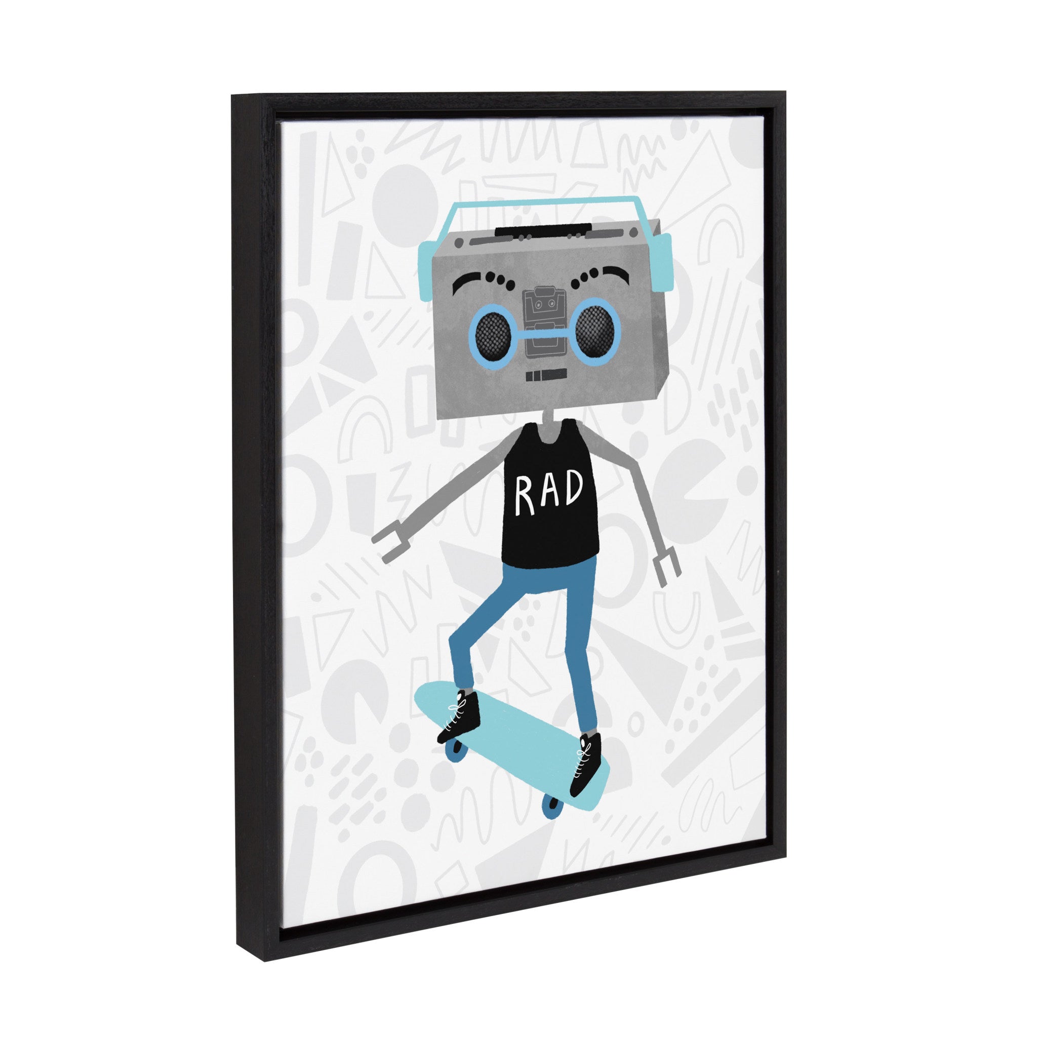 Sylvie Boom Box Boy 1 Framed Canvas by Molly Fabiano, Black 18x24