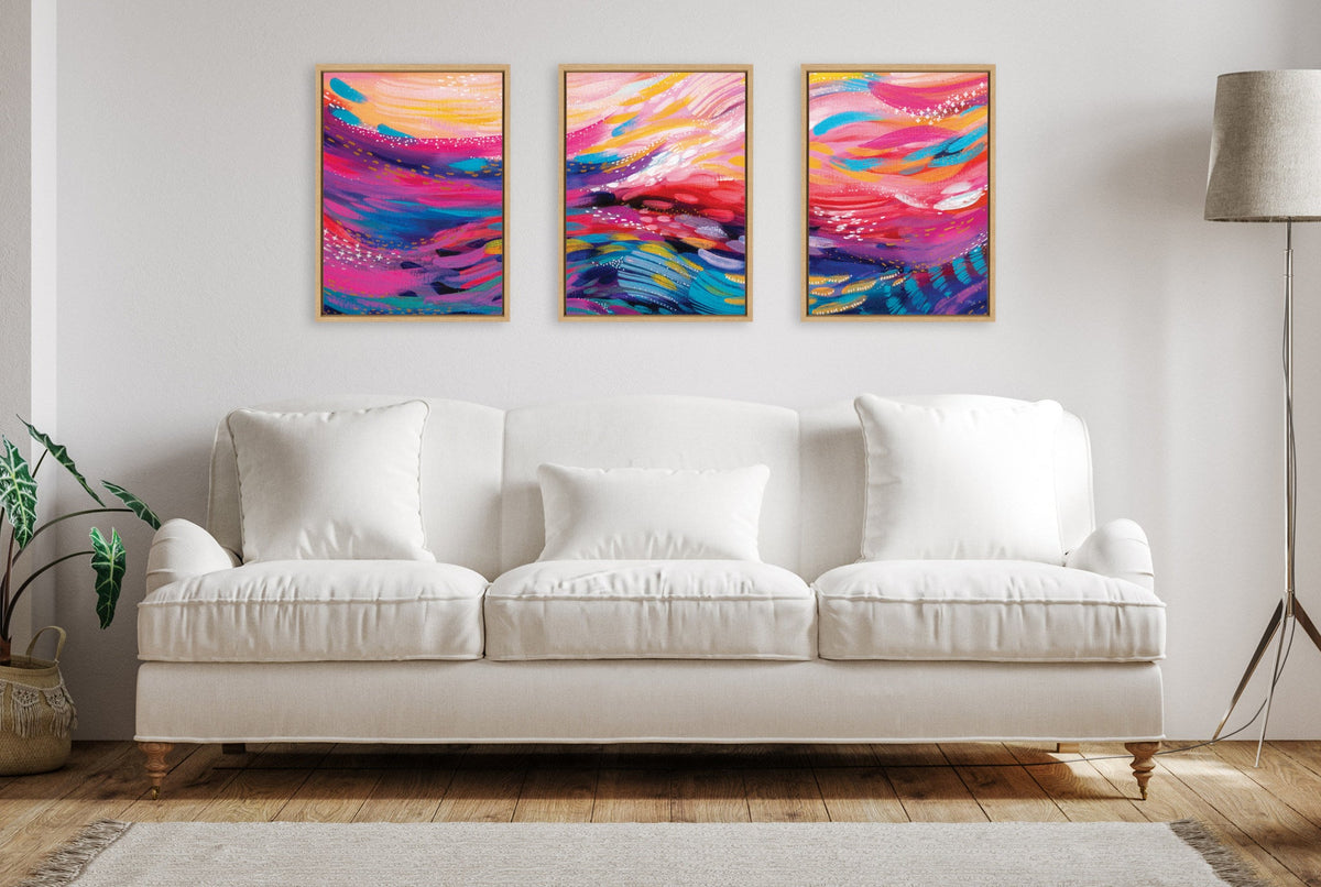 Sylvie EV Brush Strokes 90 A, B and C Framed Canvas Art Set by Jessi Raulet of Ettavee
