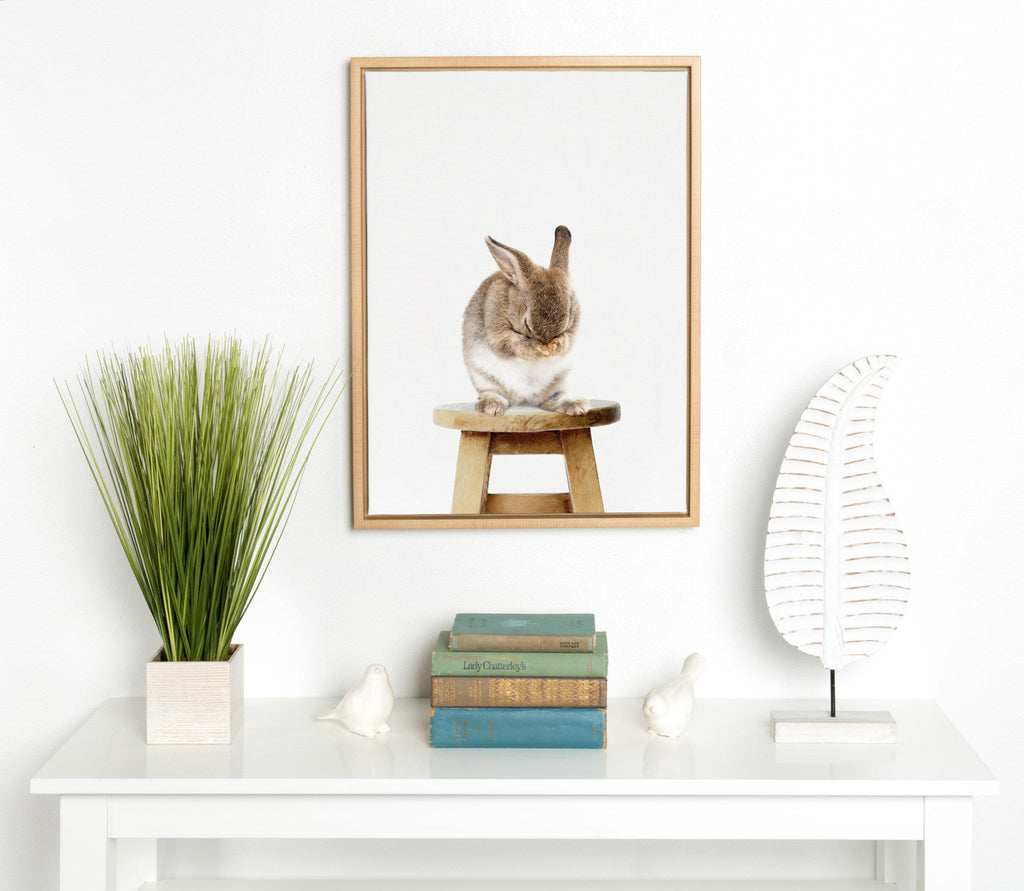 Sylvie Shy Rabbit Framed Canvas by Amy Peterson