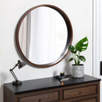Hutton Round Wood Wall Mirror