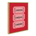 Sylvie Cheers Pink Red Ticket Framed Canvas by Alli Standefer