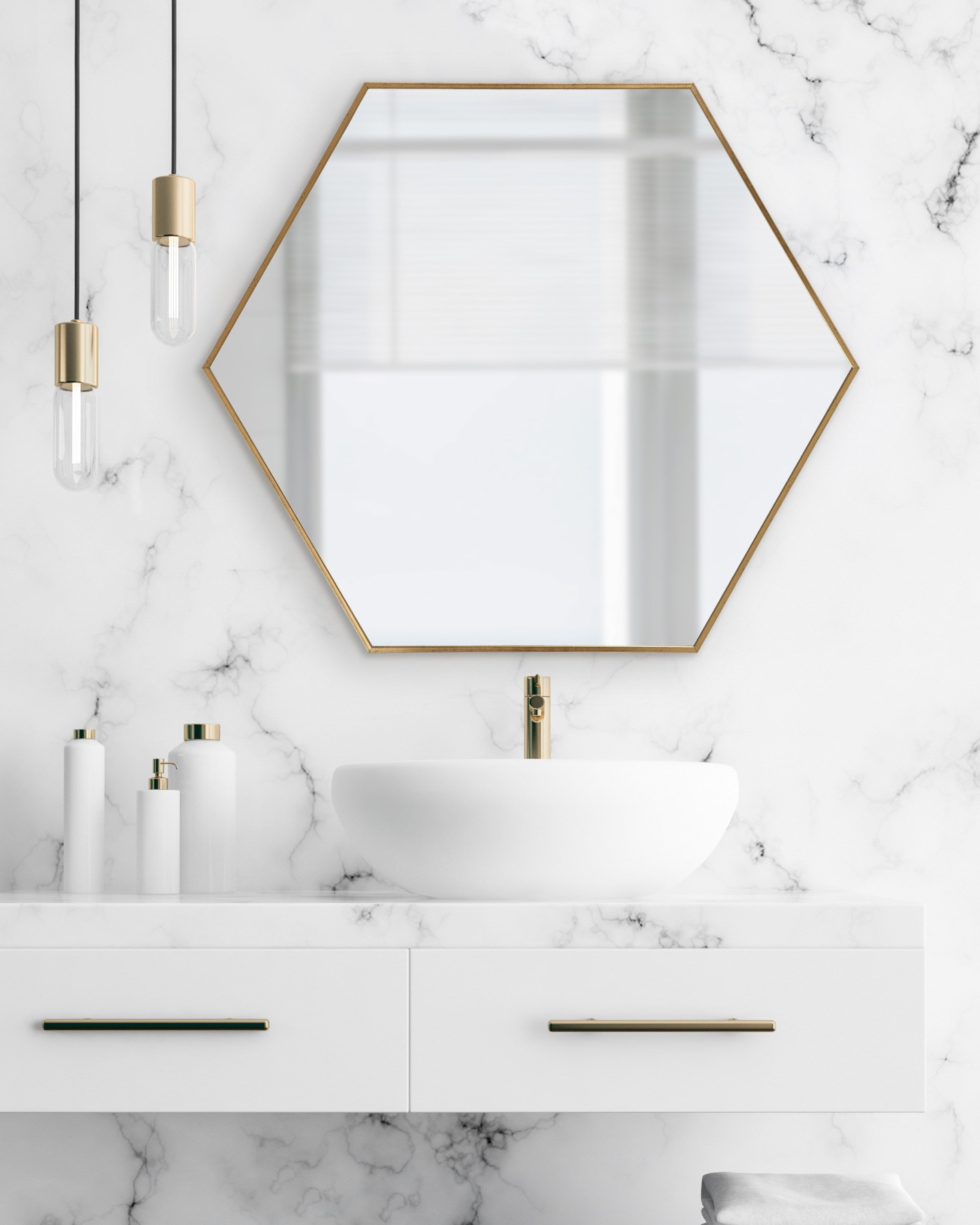 Rhodes Framed Hexagon Wall Mirror