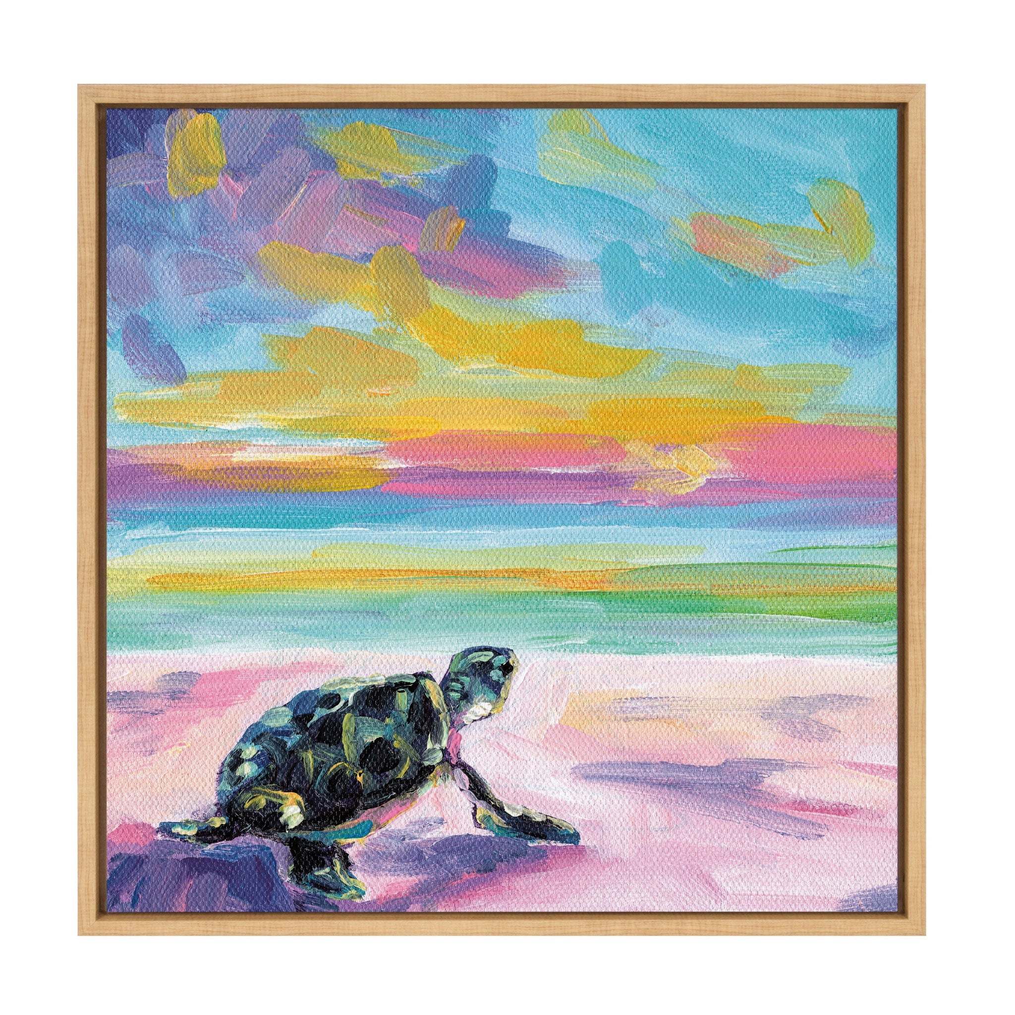 Sylvie Sunset Sea Turtle Framed Canvas by Rachel Christopoulos